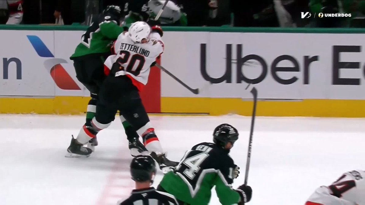 Lian Bichsel left tonight's game after this hit from Fabian Zetterlund.