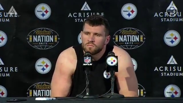 T.J. Watt spoke to the media. Acrisure