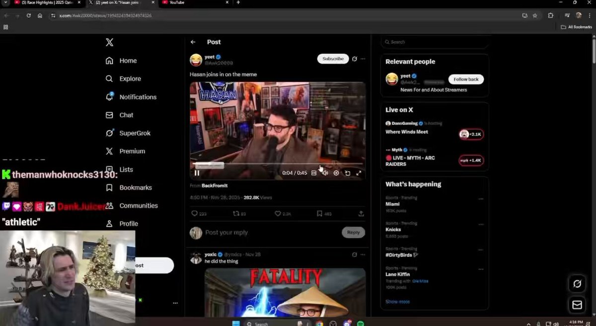 xQc says you ain’t funny Hasan after he tried joining in on the meme “No, wrap it up..absolutely not, yikes, crickets..not funny boo b*tcha*s..don’t do this zapping thing like it’s ironic when u actually zapped”