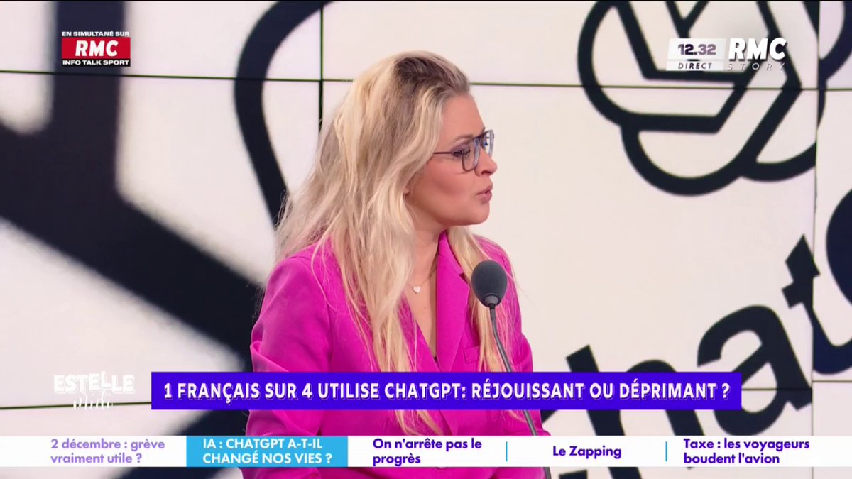 🧠 1 Français sur 4 utilise ChatGPT 🎙️ Carine Galli : "Je ne me suis jamais servie de ChatGPT ! J'ai une copine qui échange avec un prétendant, elle fait écrire ses messages par ChatGPT pour que ça soit bien tourné ! J'ai lu le texto, ce n'est pas naturel..." #EstelleMidi
