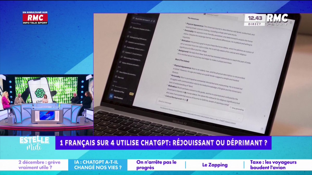 🧠 1 Français sur 4 utilise ChatGPT 📞 Laurence : "J'enseigne en primaire et les enfants posaient des questions sur les Gaulois, Jules César. Et moi, je n'ai pas la réponse... Donc je demande à ChatGPT sur mon téléphone ! Sur les faits historiques, on est sûrs !" #EstelleMidi