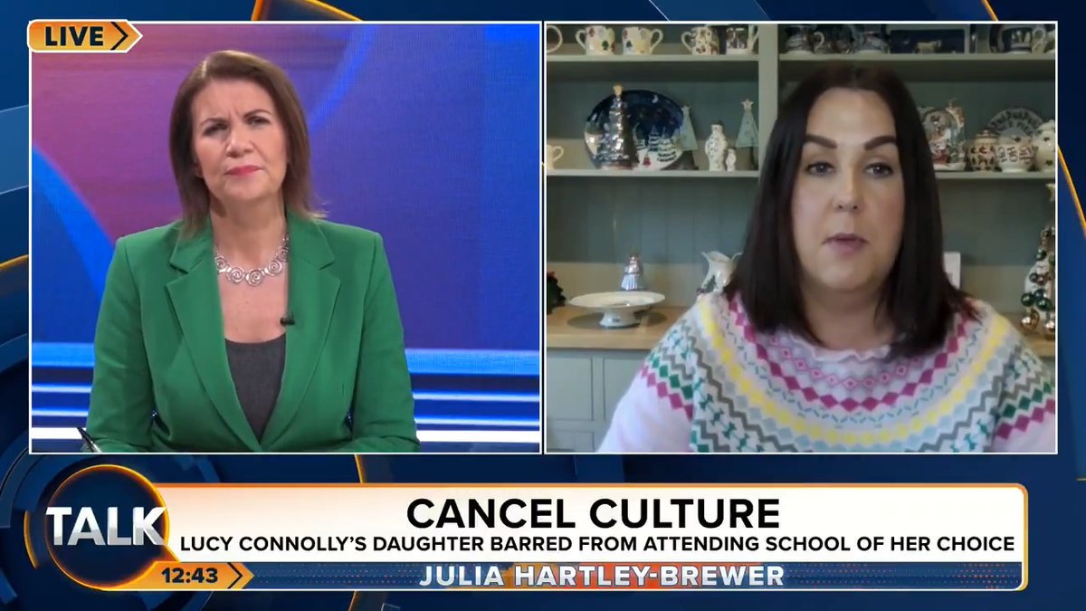 🚨"It's irrelevant what you think of me and what I did. You can't discriminate against a child because of something their mother has done." Lucy Connolly speaks to Julia about how her daughter was barred from joining a new school over her infamous tweet. Julia Hartley-Brewer