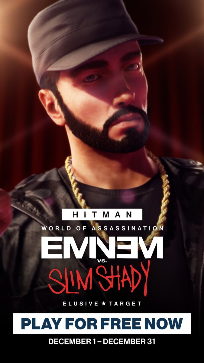 When the music kicks in 🎵, the madness begins. 😈 Your target 🎯 is Slim Shady, the notorious alter ego of Eminem who’s lyrical genius is only matched by his talent for chaos. Track him down in the twisted world 🌀 he created and silence 🔇 him once and for all. GET FREE STARTER PACK TO PLAY THE MISSION NOW Marshall Mathers #HITMAN #Agent47 #Eminem #EminemvsSlimShady