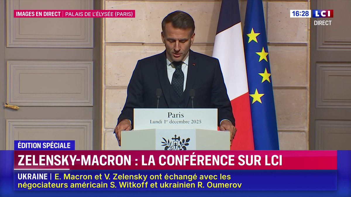 🔴 Plan de paix pour l'Ukraine : Emmanuel Macron s'exprime 🗣️ "Je témoigne au président ukrainien tout notre soutien après les frappes qui ont visé le pays et martyrisé la ville de Kiev. Au moment où l'on parle de paix, la Russie continue de tuer et de détruire."