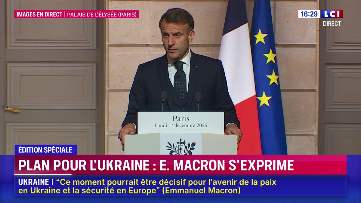🔴 Plan de paix pour l'Ukraine : Emmanuel Macron s'exprime 🗣️ "Les États-Unis d'Amérique, les Ukrainiens et tous les Européens veulent la paix. La Russie doit mettre fin à son agression."