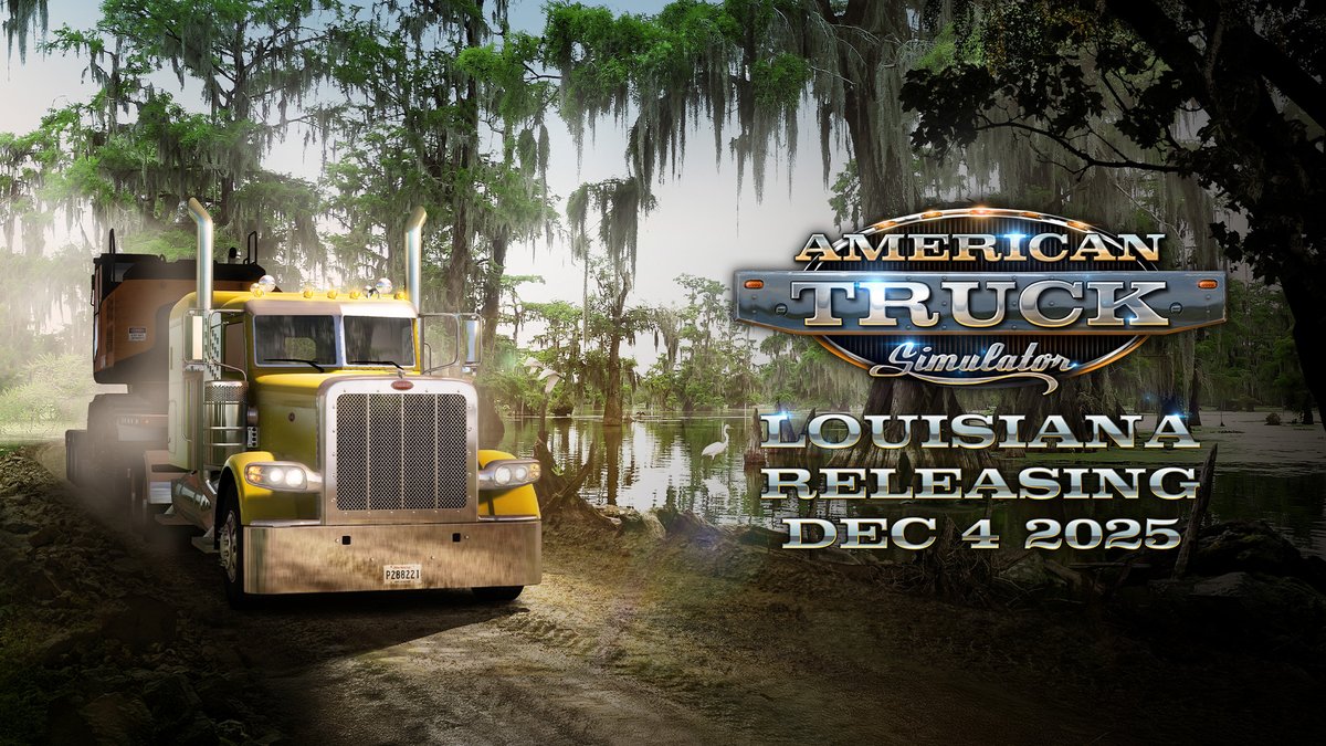 Only THREE days left ’til the Louisiana DLC releases for American Truck Simulator! ⌛️😍 Y’all be sure to add it to your Steam wishlist and get ready to hit the road on December 4th! 🚛 We’re fixin’ to take you deep into the Pelican State: