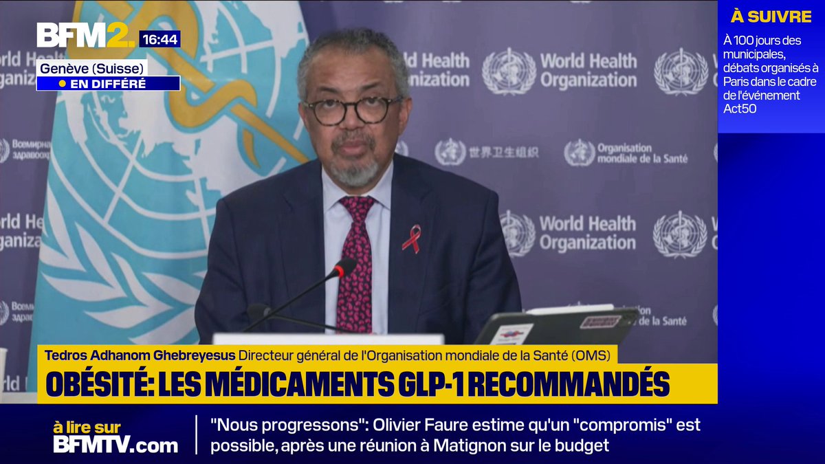 💬 "Ces nouveaux médicaments sont un puissant outil clinique offrant de l'espoir à des millions de personnes" L'OMS recommande les médicaments GLP-1, comme l'Ozempic, pour lutter contre l'obésité #BFM2