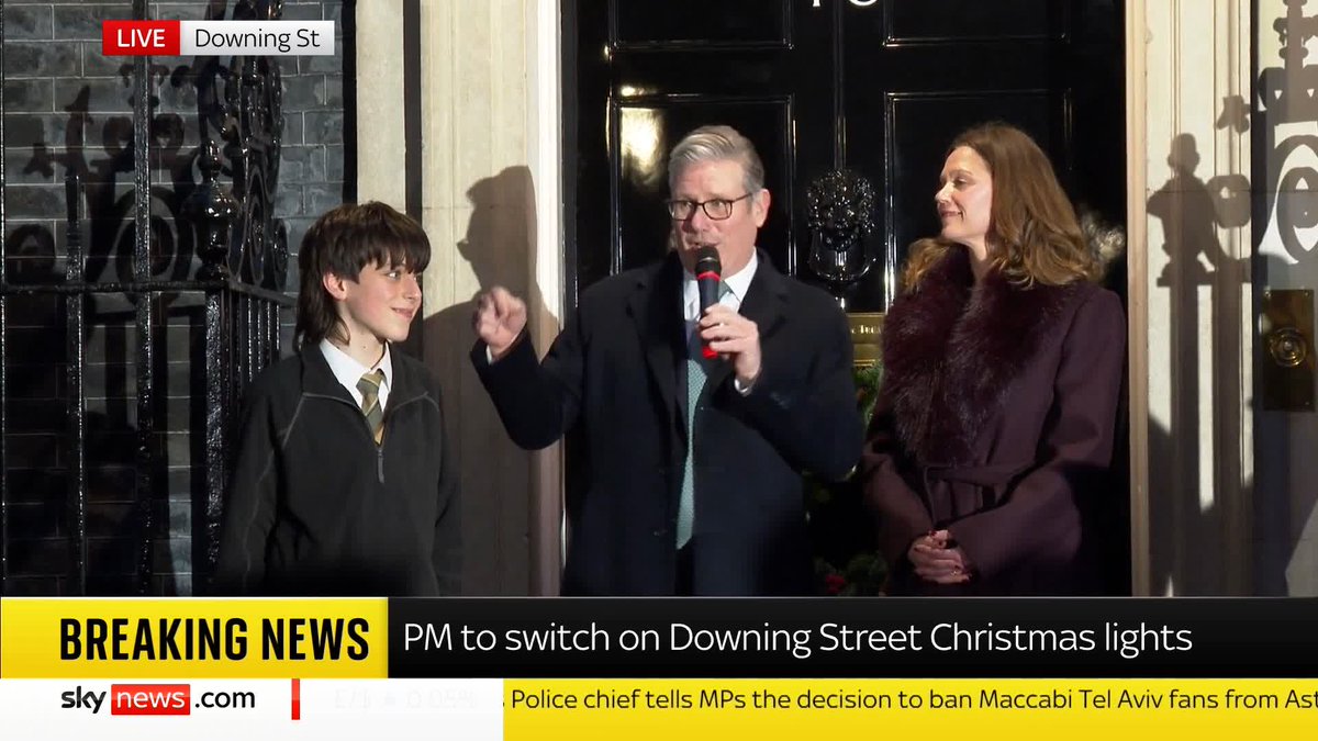 BREAKING: Keir Starmer oversees Downing Street’s Christmas lights being switched on. Community hero Samuel makes history as the first-ever person to switch on the Christmas lights who is not PM