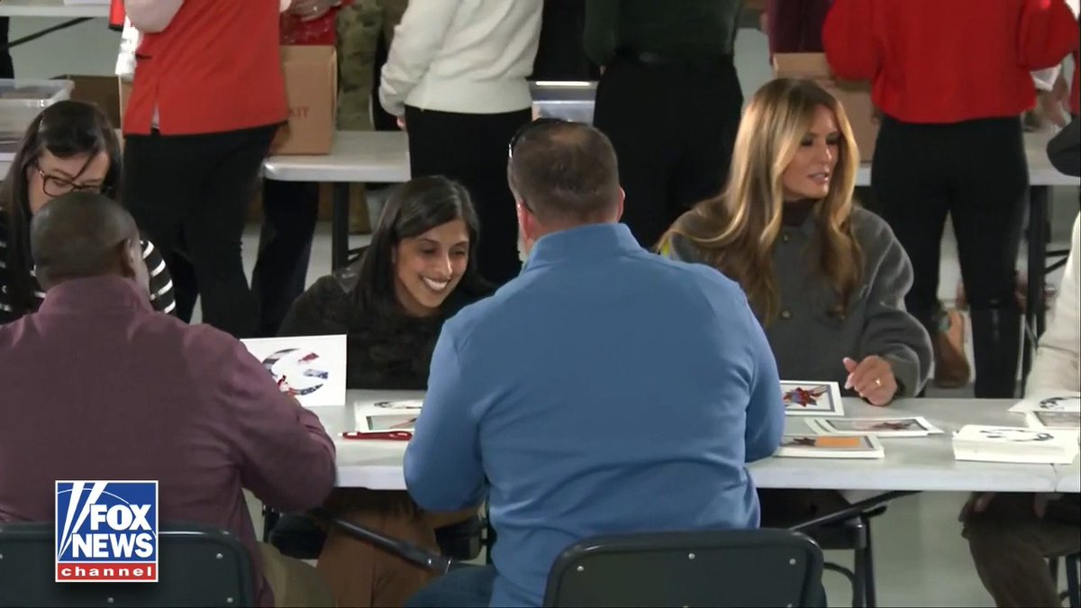SERVING THOSE WHO SERVE: First Lady Melania Trump and Second Lady Usha Vance roll up their sleeves alongside military spouses to assemble care packages filled with gratitude for service members serving overseas.