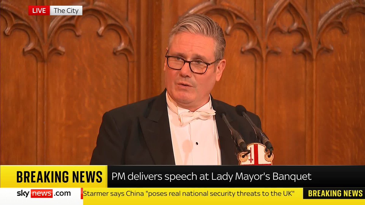 Prime Minister Sir Keir Starmer says that, from now on, UK companies will be given the "confidence, clarity and support they need" to do business with China "in areas where there is no significant risk". Read more 🔗 📺 Sky 501, Virgin 602 and YouTube