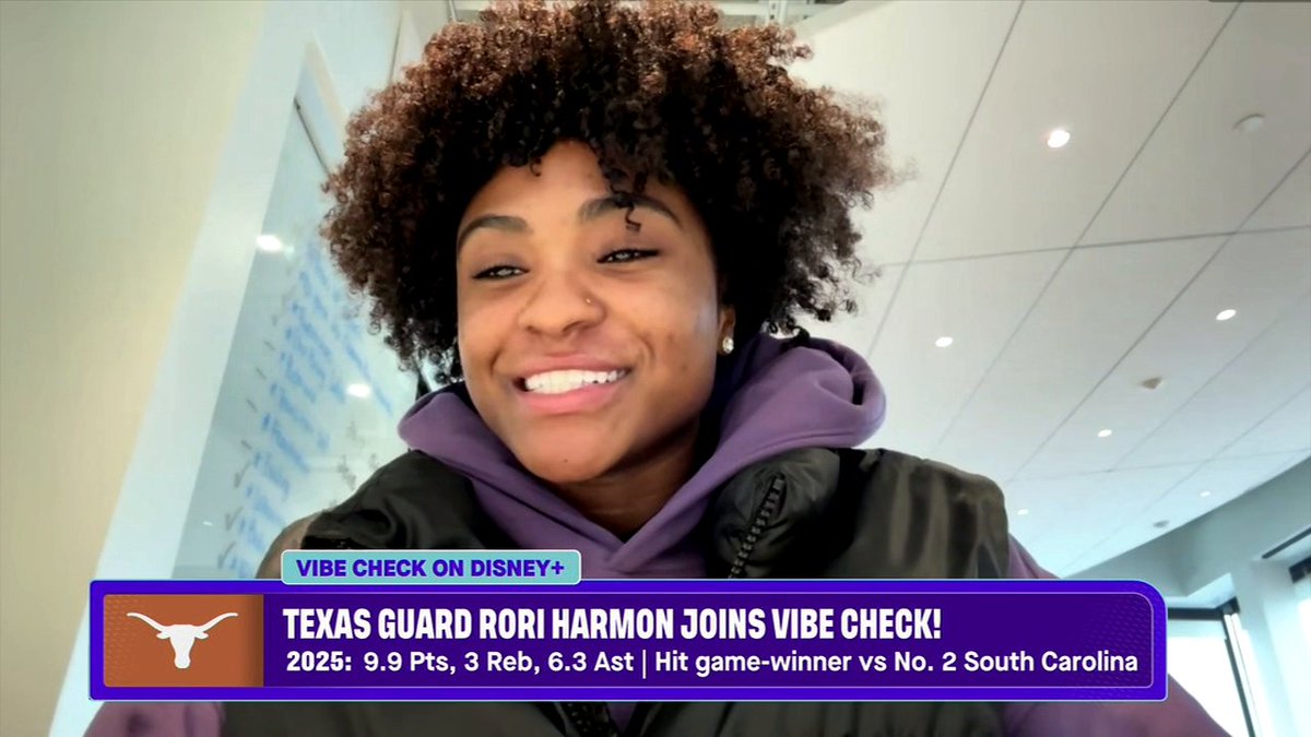 "Why did you stay with [Texas] your entire career?" — Arielle (Ari) Chambers "Why would I need to leave?" — Rori Harmon 😮‍💨🔥 🏀 Stream Vibe Check exclusively on Disney+