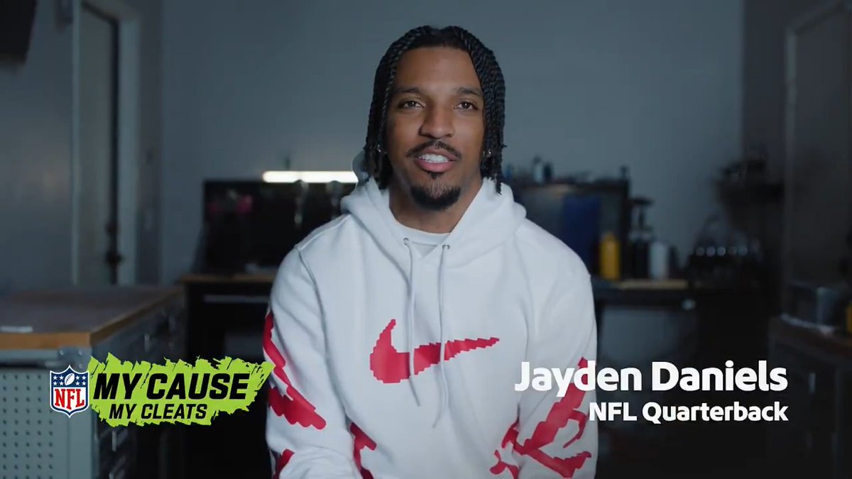 .Jayden Daniels used Adobe Firefly to pay tribute to his late friend and LSU teammate Kyren Lacy for #MyCauseMyCleats. 💛