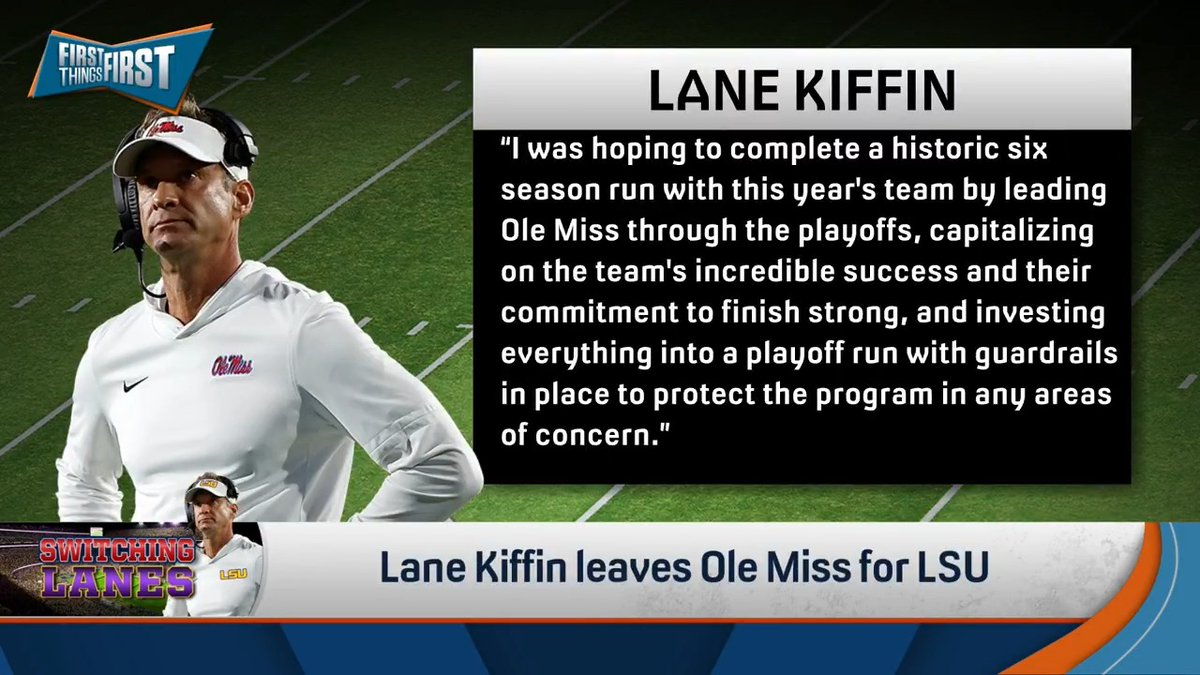 “Ultimately, this came down to one man’s decision. And that man, Lane Kiffin, right or wrong, decided what was best for him... It was a choice that you made… So don’t then tell me about how sad you are.” nick wright reacts to Lane Kiffin leaving Ole Miss for LSU:
