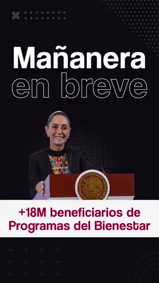 La #MañaneraEnBreve de la presidenta Claudia Sheinbaum Pardo: 🪪 Programas para el Bienestar: +18 millones de derechohabientes. 🚌 Beca Gertrudis Bocanegra en Michoacán. 📚 Grandeza, nuevo libro del presidente López Obrador.