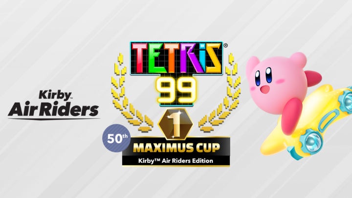 The #Tetris99 50th MAXIMUS CUP event will run from Dec 4 at 11pm PT to Dec 8 at 10:59pm PT! Once you’ve accumulated a total of 100 event points, a new theme will unlock, featuring art, music, and Tetrimino designs inspired by #KirbyAirRiders! Tetris