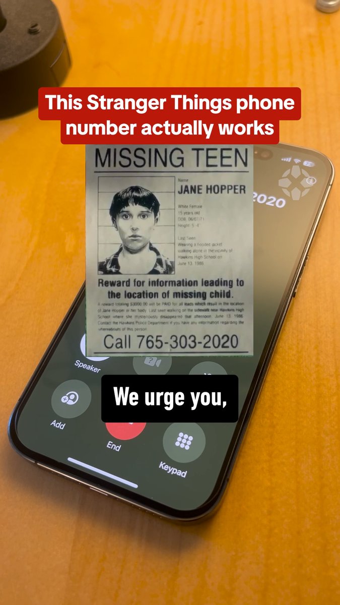 Here's what you'll hear when you call the phone number from the Stranger Things poster:
