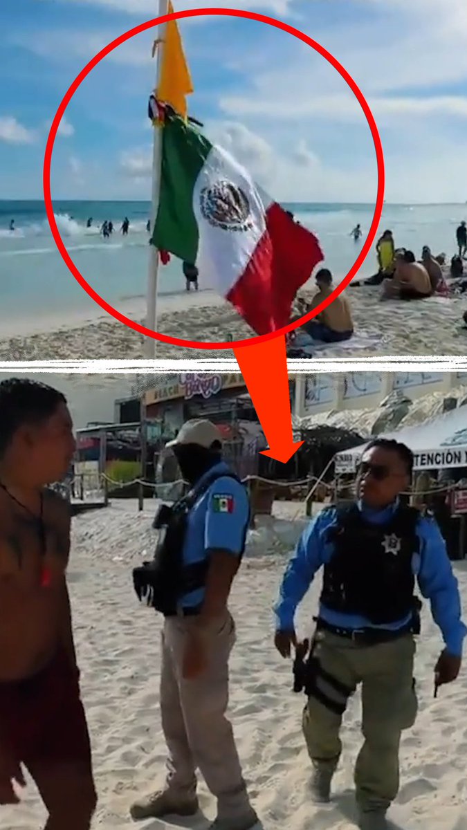 🇲🇽Le pidieron retirar bandera de México de una playa de Cancún Un turista nacional en Cancún acusó de discriminación a un salvavidas por pedirle retirar la bandera de México. 🎥 Más videos en👉