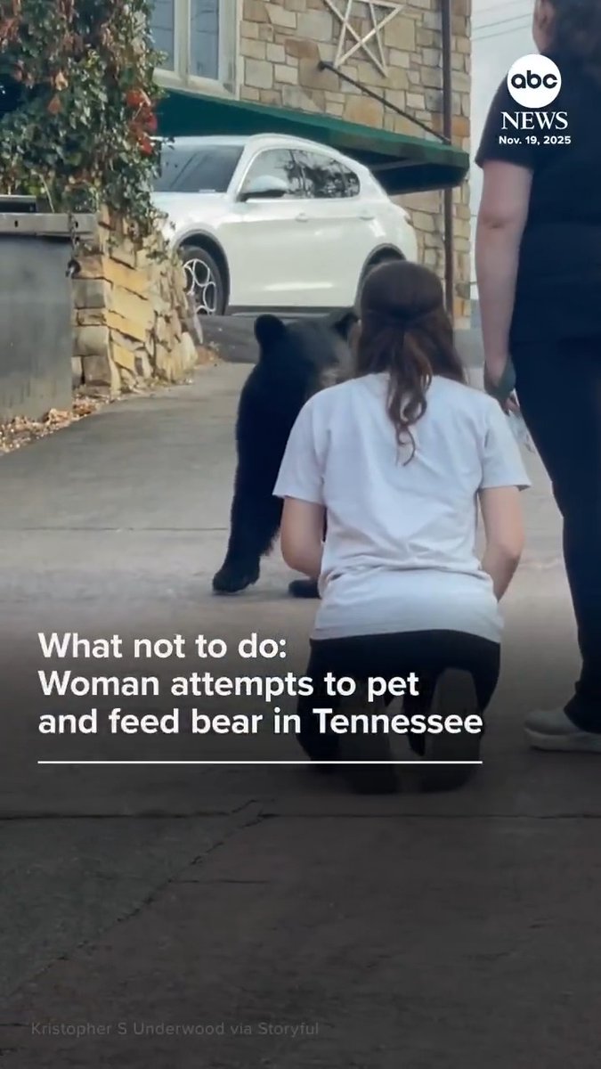 A woman in Gatlinburg, Tennessee, demonstrated exactly what not to do when encountering a bear in the wild.