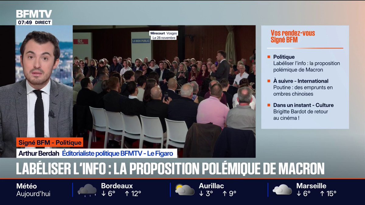 SIGNÉ BFM - Labelliser l'information: "Le risque serait de finir par ne cibler que les médias du groupe Bolloré" L'édito politique d'Arthur Berdah