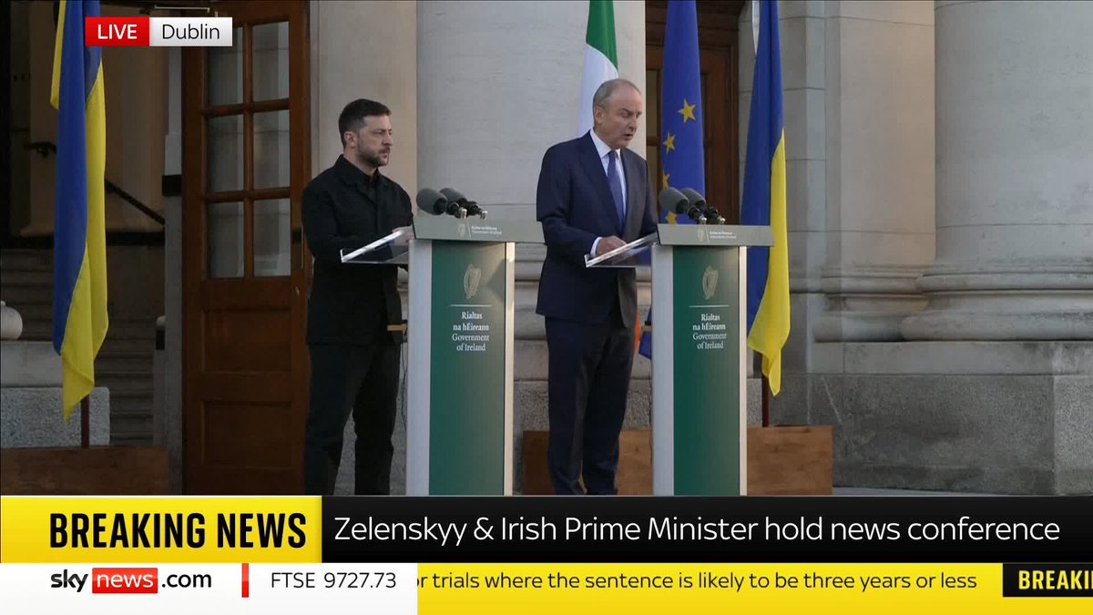 "President Putin has shown a complete indifference to the value on human life and to international laws." The Irish prime minister condemns the Russian leader's 'relentless onslaught', in a joint press conference with President Zelenskyy. 📺 Sky 501