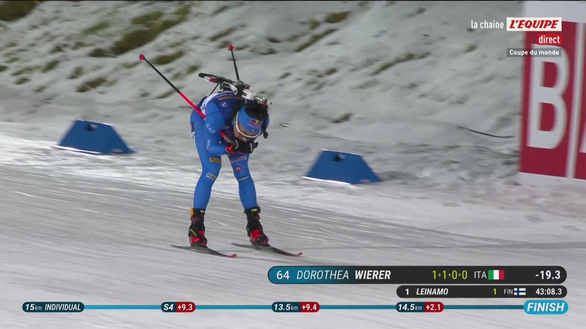 🙌 Dorothea Wierer va signer sa première victoire de la saison en individuel à Ostersund pour 0,3 secondes , C'EST FOU ! #lequipeBIATHLON