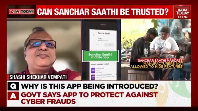 DeepTech co-founder Shashi Shekhar Vempati (Shashi Shekhar Vempati शशि शेखर) says pre-installing the Sanchar Saathi app lowers the barrier to adoption. He also says the concerns raised by Opposition are unfounded and baseless. Listen in. #NewsToday | @SardesaiRajdeep
