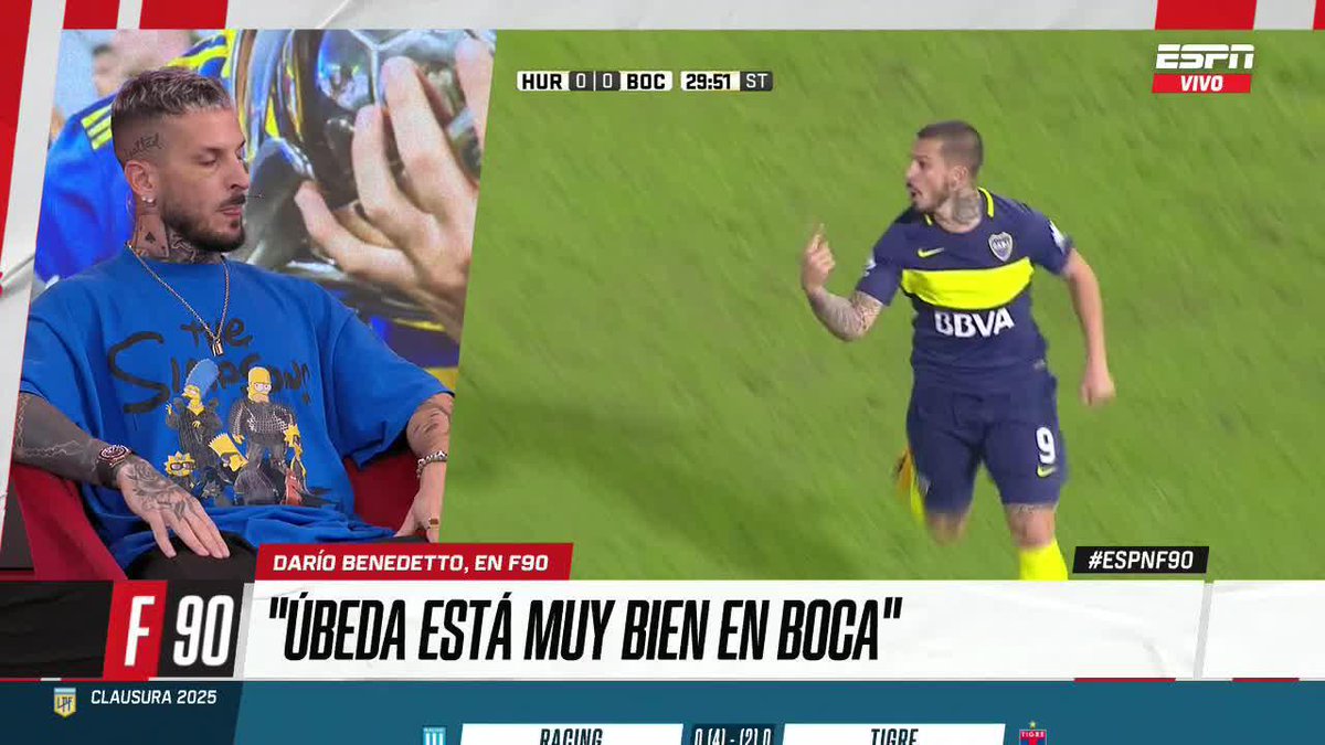 #ExBoca | Darío Benedetto en #ESPNF90: "A #Ubeda lo veo muy bien en #Boca lo levantó. Hizo un cambio cuando jugamos con Newell's y nos ganaron 5-0, le hizo muy bien y se nota. Hacía rato que no veía jugar a Boca un clásico así contra river, se lo llevó por delante”.