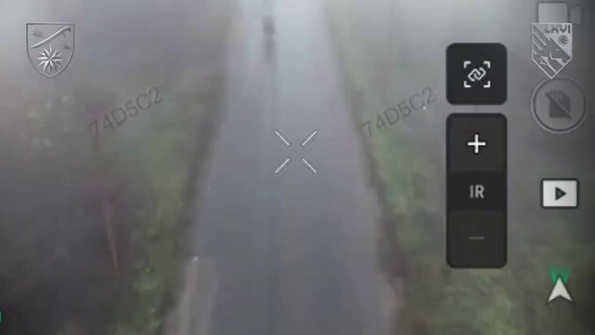Video from Ukraine's 66th Mechanized Brigade of Russian motorcycle troops trying to take advantage of heavy fog in the Lyman direction but stopped by obstacles and UAV-dropped munition strikes.