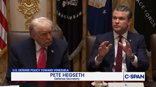 President Trump: "As far as the attack is concerned, I still haven't gotten a lot of information because I rely on Pete...I didn't know about the second strike..." Secretary Hegseth on Admiral Bradley: "It was the right call. We have his back."