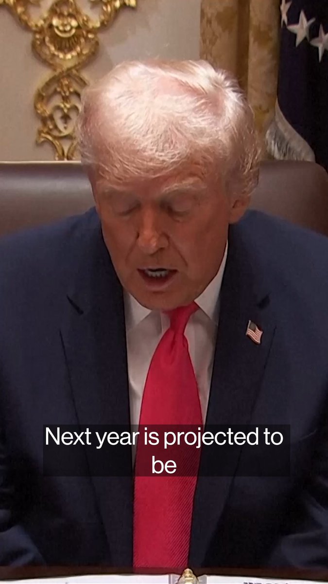 "Next year is projected to be the largest tax refund season ever, and we're going to be giving back refunds out of the tariffs because we've taken in literally trillions of dollars," US President Trump said during a Cabinet meeting at the White House Tuesday