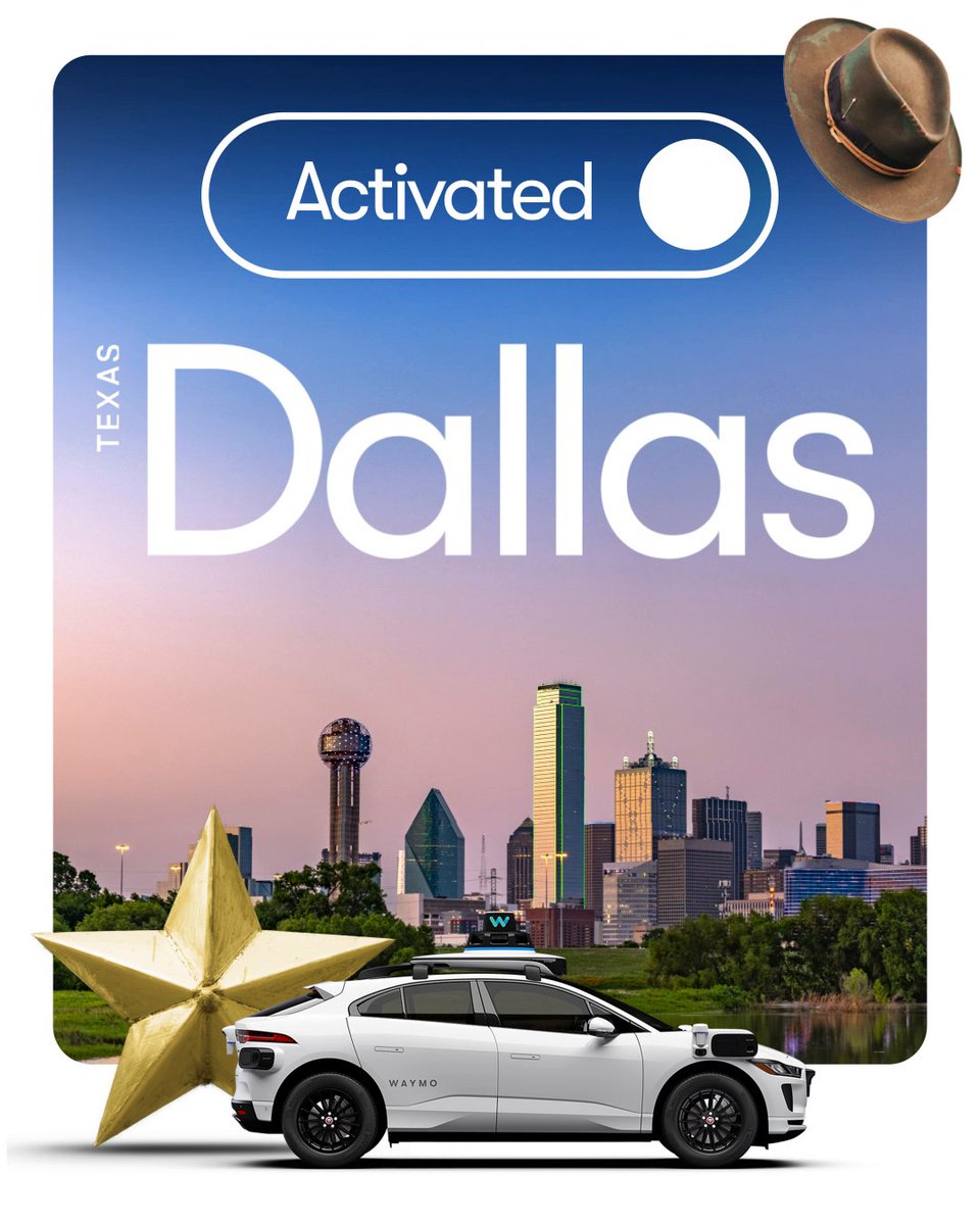 Milestone unlocked.✨We’re now fully autonomous in Dallas—meaning no human driver at the wheel. Get updates at