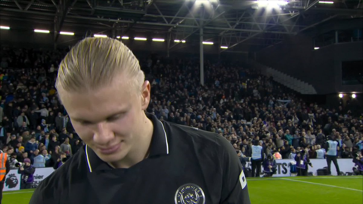 "That's my job" Erling Haaland reacts after becoming the fastest player to reach 100 Premier League goals 💯