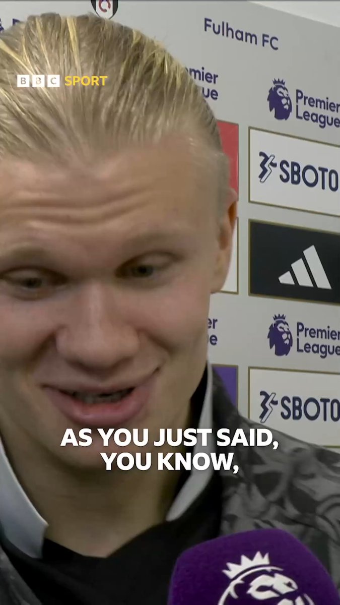 "That's my job... I'm not bad at it!" 😅 Erling Haaland's reaction to becoming the player to reach 100 Premier League goals quicker than anyone else 🤖