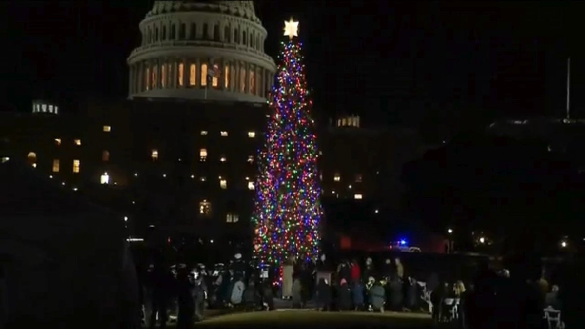 Pretty cool moment for Nevada. "Silver Belle," the U.S. Capitol Christmas Tree was lit in Washington, D.C. This is the first time the Christmas tree has come from the Silver State. The 53-foot red fir is from the Humboldt Toiyabe NF National Forest. 🎄 📷courtesy the Architect of the Capitol (AOC).