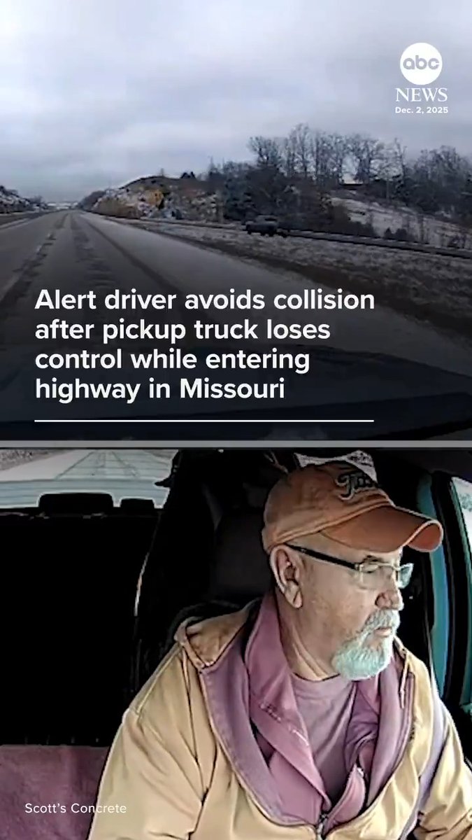 An alert driver was able to avoid a serious collision on State Route 54 in snowy Osage Beach, Missouri, after a pickup truck lost control while entering the highway.