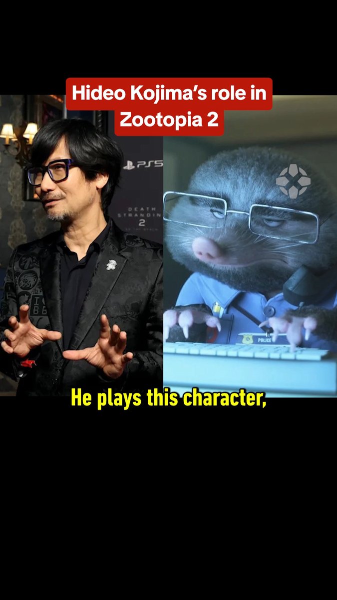 Hideo Kojima's voice acting debut in Zootopia 2 will be as this mole: