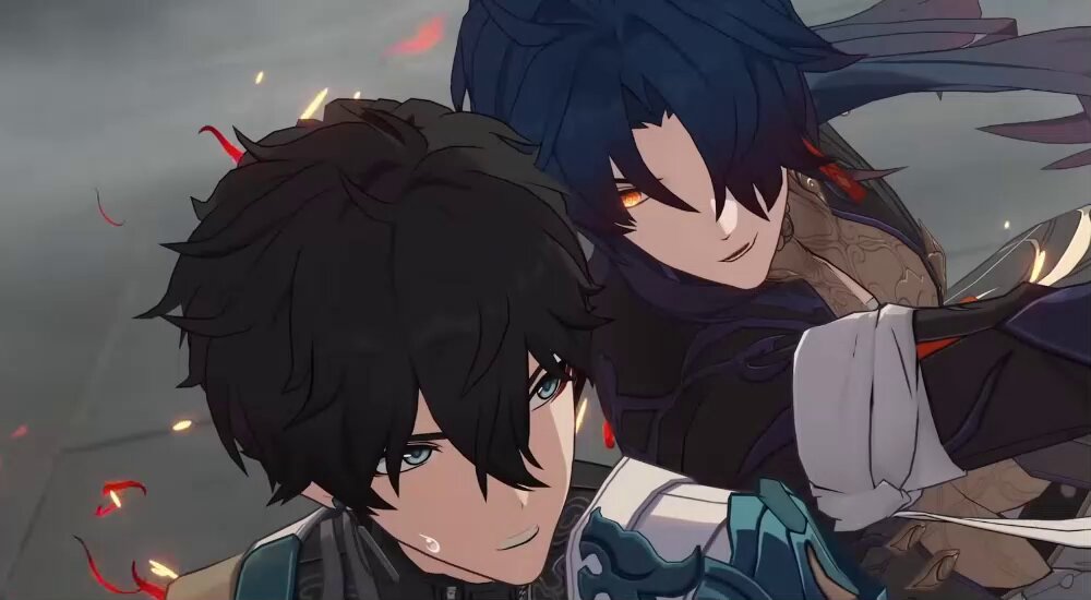 this is THEE moment that i locked into shipping renheng blade purring like that to dh?? the satisfied smirk and arms open wide? the way they both fight yq together? what the hell