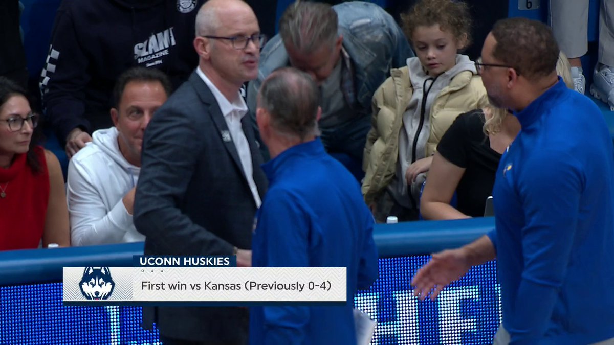 The Huskies get their FIRST WIN EVER against the Jayhawks 🤯 No. 5 UConn holds on to beat No. 21 Kansas 😤