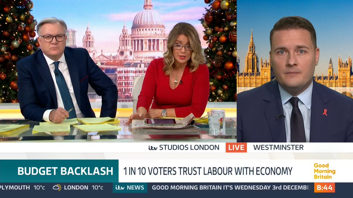 'Did she [Rachel Reeves] keep her promise in her manifesto not to raise tax on working people?' Susanna Reid asks Secretary of State for Health &amp; Social Care Wes Streeting.
