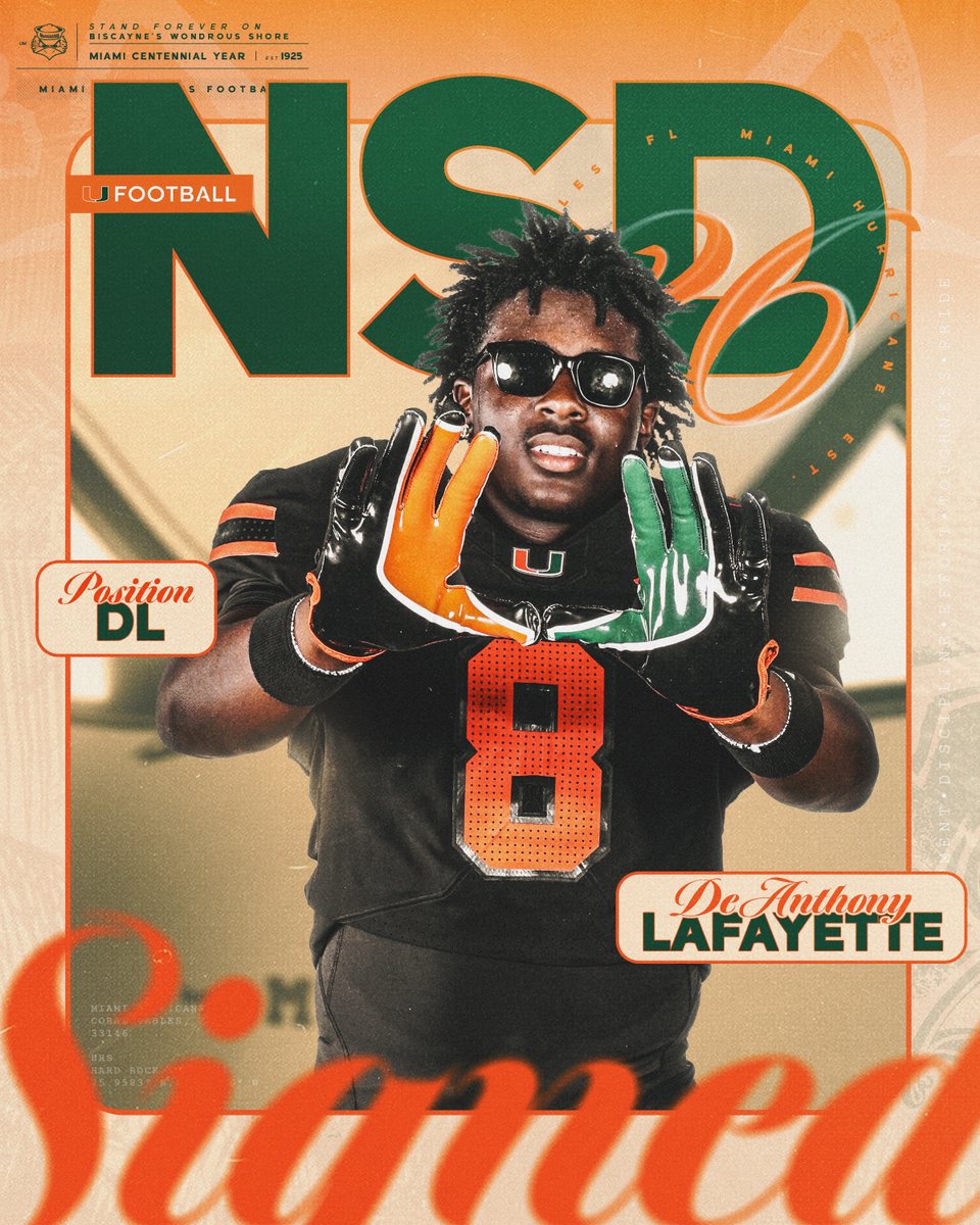 Welcome to the Canes family, @deanthony2_18 🏈: Defensive Lineman 🏡: Lake Nona, Florida 📚: Lake Nona Miami Hurricanes Football | #NSD26