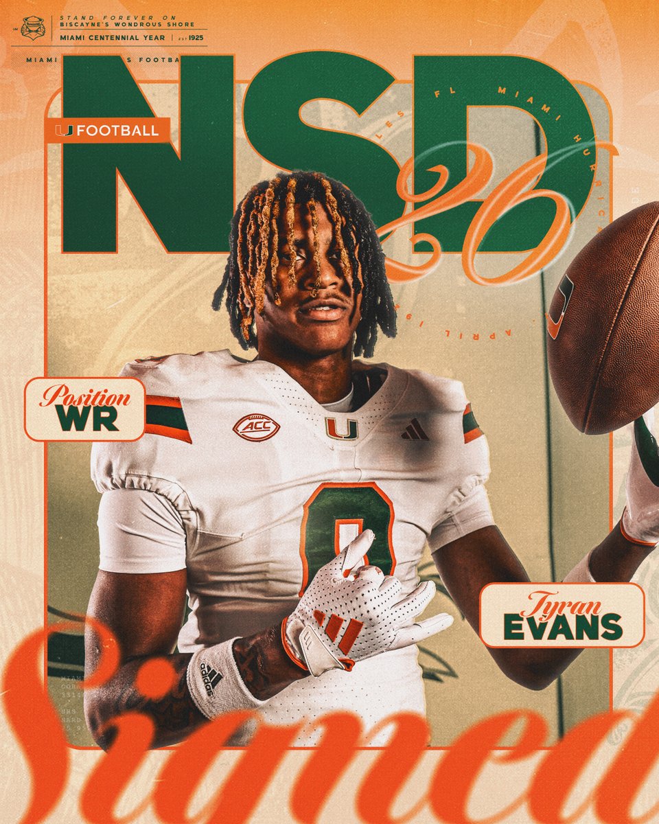 Welcome to the Canes family, Ty🌟 🏈: Wide Receiver 🏡: Charlotte, North Carolina 📚: Hough Miami Hurricanes Football | #NSD26