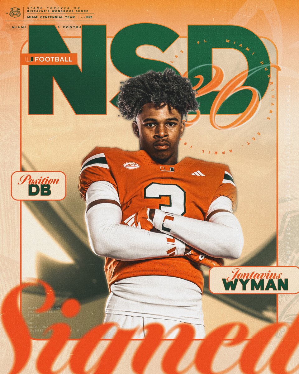 Welcome to the Canes family, Jontavius Wyman 🏈: Defensive Back 🏡: Atlanta, Georgia 📚: Jonesboro Miami Hurricanes Football | #NSD26