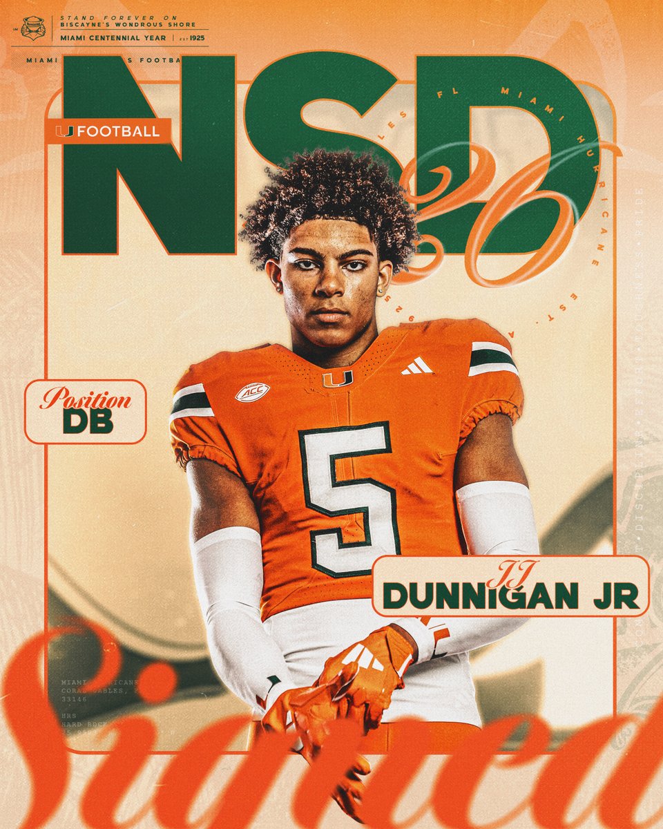 Welcome to the Canes family, JJ Dunnigan 🏈: Defensive Back 🏡: Manhattan, Kansas 📚: Manhattan Miami Hurricanes Football | #NSD26