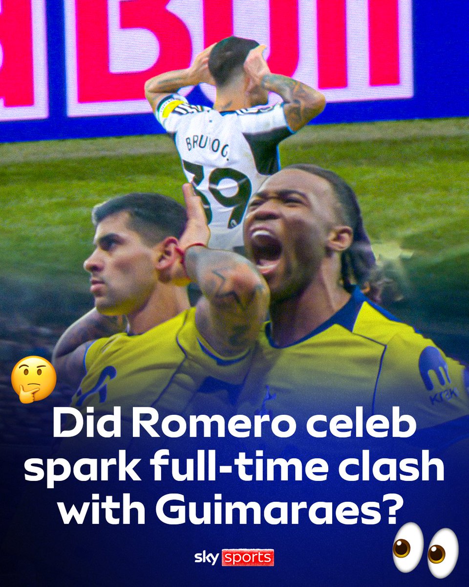 Cristian Romero hit a strikingly similar celebration to that of Bruno Guimarães 👀 Was that what started a full-time clash? ⚔️