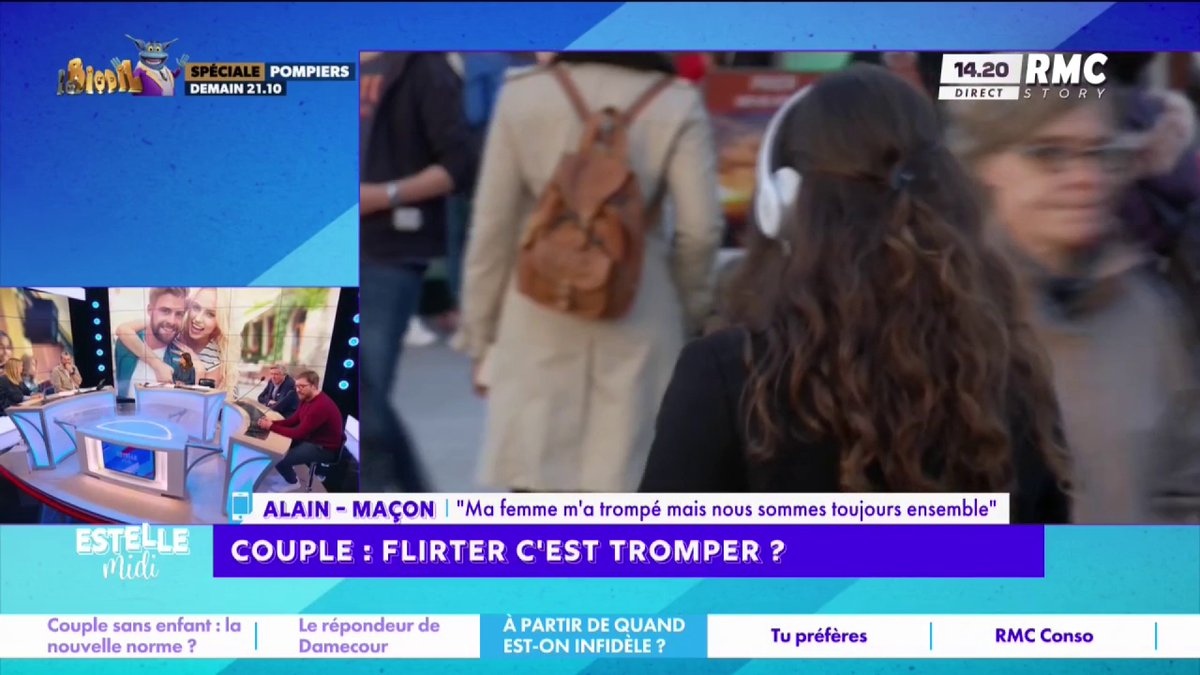 ❤️ Couple : flirter, c’est tromper ? 📞 Alain : "Ça fait 12 ans que je suis avec elle, elle m'a trompé au bout de 5 ans, par vengeance, il y avait une cliente qui me cherchait et par jalousie, je l'ai trompée avec la cliente ! Je l'ai regretté le lendemain..." #EstelleMidi