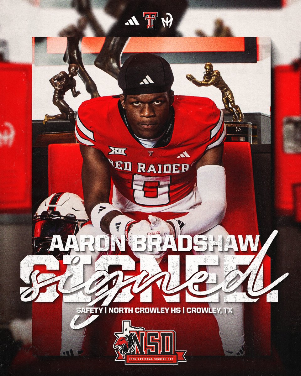 Officially a Red Raider ✍️ Welcome home, @aaron26bradshaw!