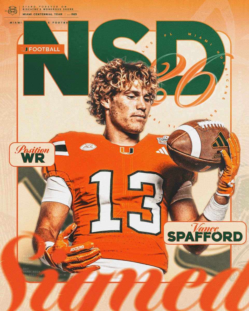 Welcome to the Canes family, Vance Spafford 4⭐️ 🏈: Wide Receiver 🏡: Orange County, California 📚: Mission Viejo Miami Hurricanes Football | #NSD26