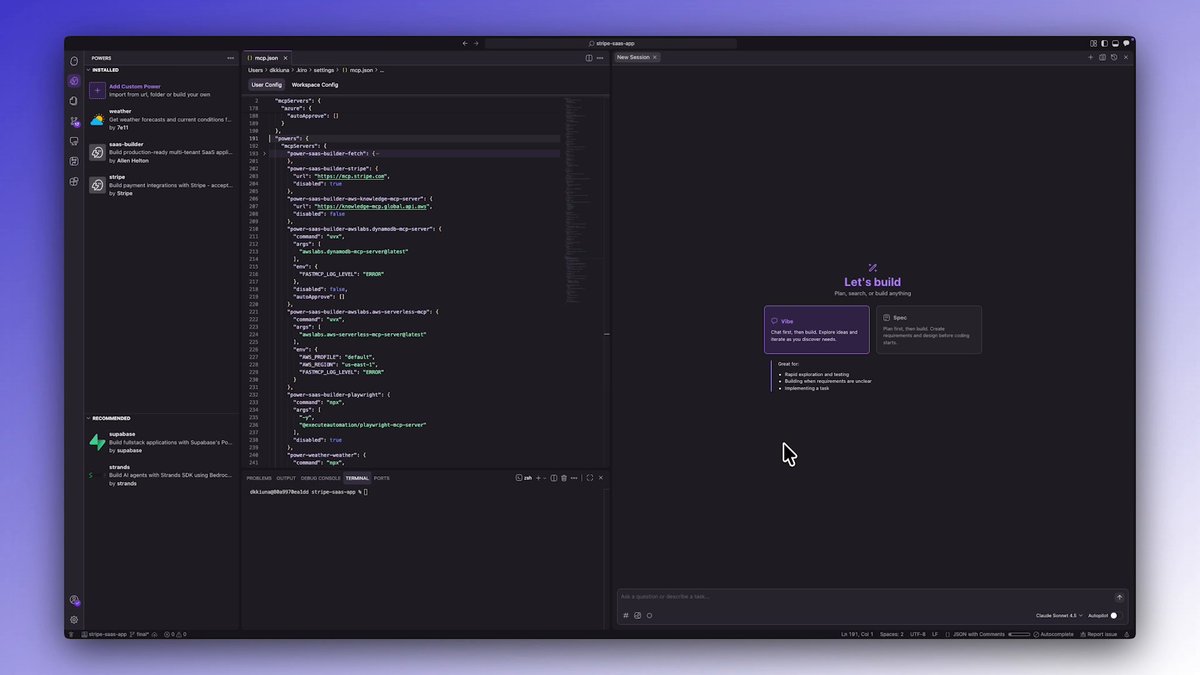 Introducing Kiro powers 👻+⚡ Your AI agents slowing down from context overload? Yeah, we've all been there. Kiro powers bundles everything (MCP servers, steering files, hooks) into neat packages that agents grab only when they actually need them for specialized dev. No overload, just expertise on-demand. Download with one click or make your own and share 👉 #KiroPowers #Kirodotdev #BuildwithKiro #AICoding #AWSreinvent