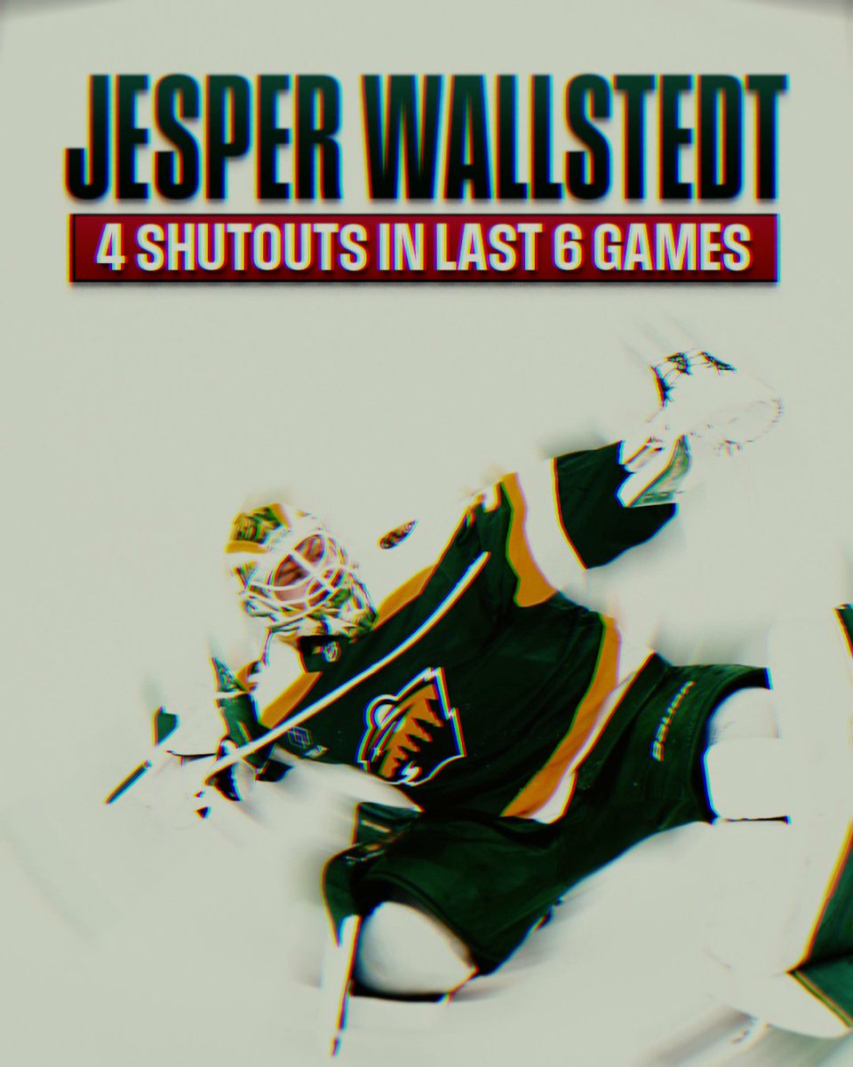 The Wall of St. Paul stands tall 🧱 Wallstedt leads the NHL in shutouts this season with four after last night's 33-save outing. He has recorded five career shutouts in just 15 games played. 🤯