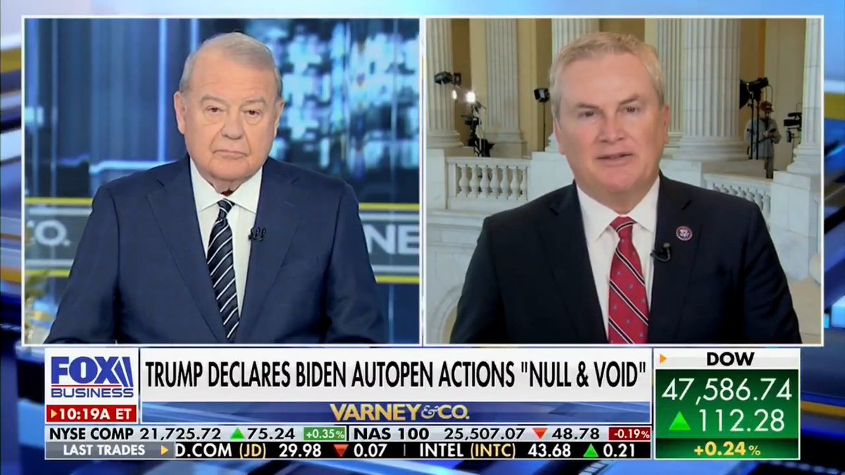Biden wasn't calling the shots. He wasn't even in the room. Rep. James Comer: "There were never any meetings scheduled for President Biden to review the pardon applicants." His staff hid his decline, blocked access, and used an autopen, even after Garland's own DOJ said not to.
